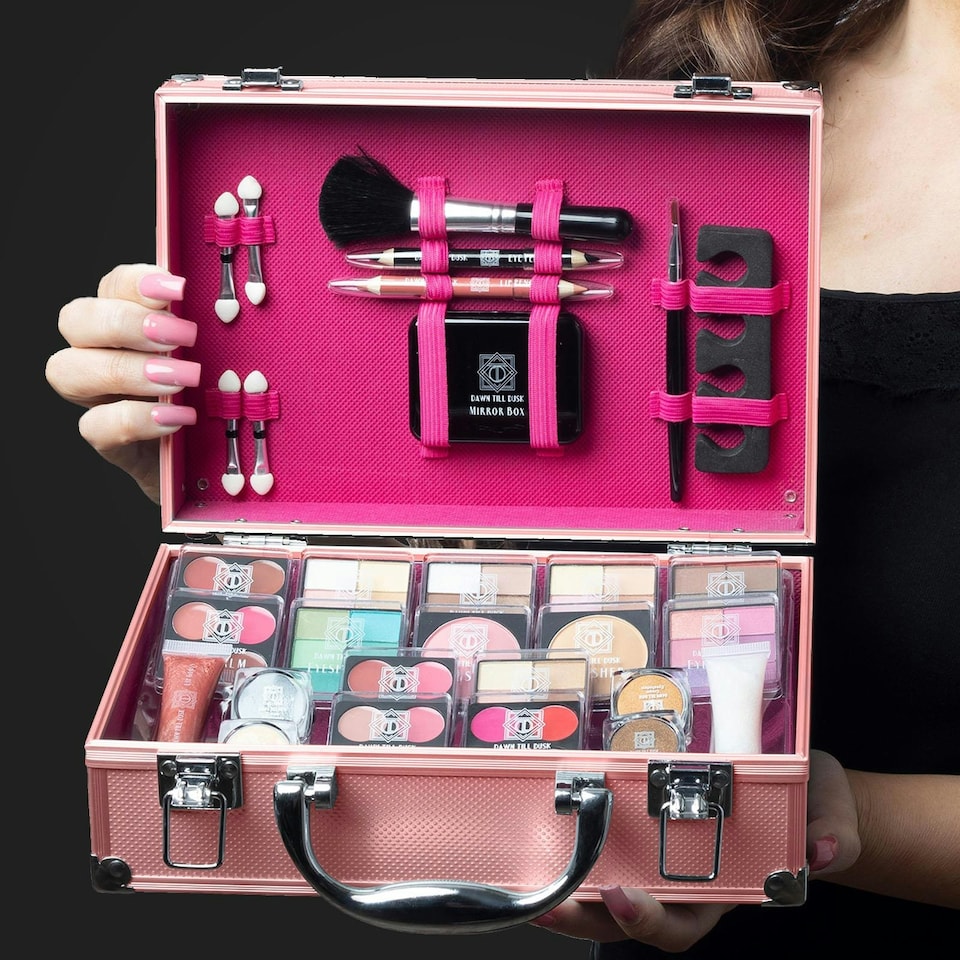 image 1 of Dawn Till Dusk Make Up Large Storage Vanity Case Set 80pc - Rose Gold