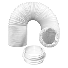 SPARES2GO Cooker Hood Vent Hose 6 Metre 5" 5.9" Duct Pipe Extension Threaded Coupler Connector Ring Kit White