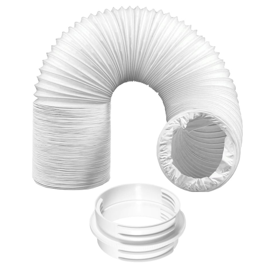 image 1 of SPARES2GO Cooker Hood Vent Hose 6 Metre 5" 5.9" Duct Pipe Extension Threaded Coupler Connector Ring Kit White