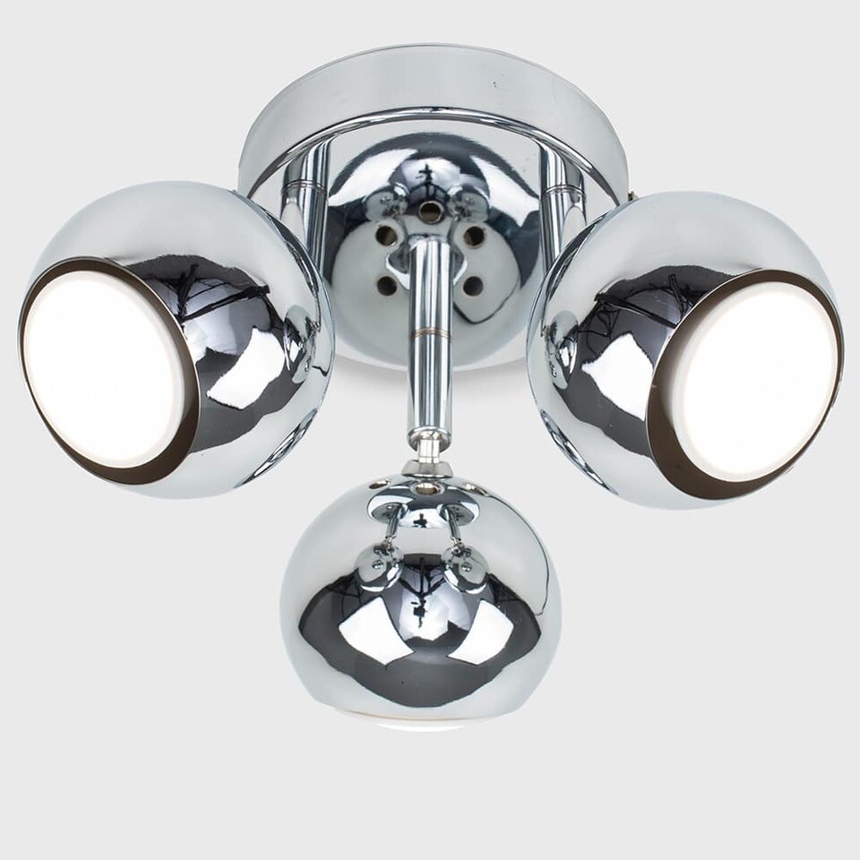 image 1 of ValueLights Retro Eyeball Polished Silver Spotlight and Cool White Bulb