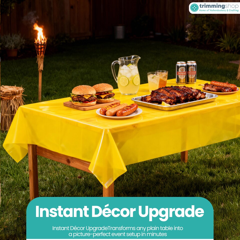 image 1 of Disposable Plastic Table Cover, Table Liner - 54" x 108"