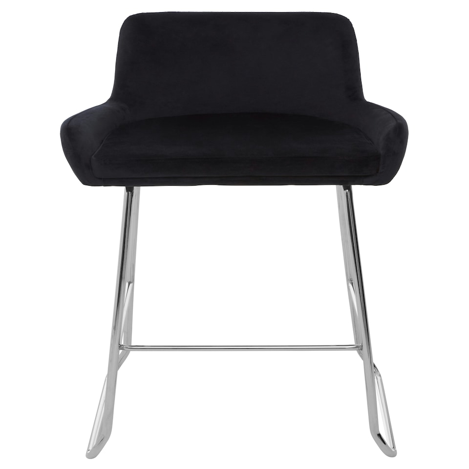 image 1 of Tamzin Black Velvet Bar Chair With Low Arms Black
