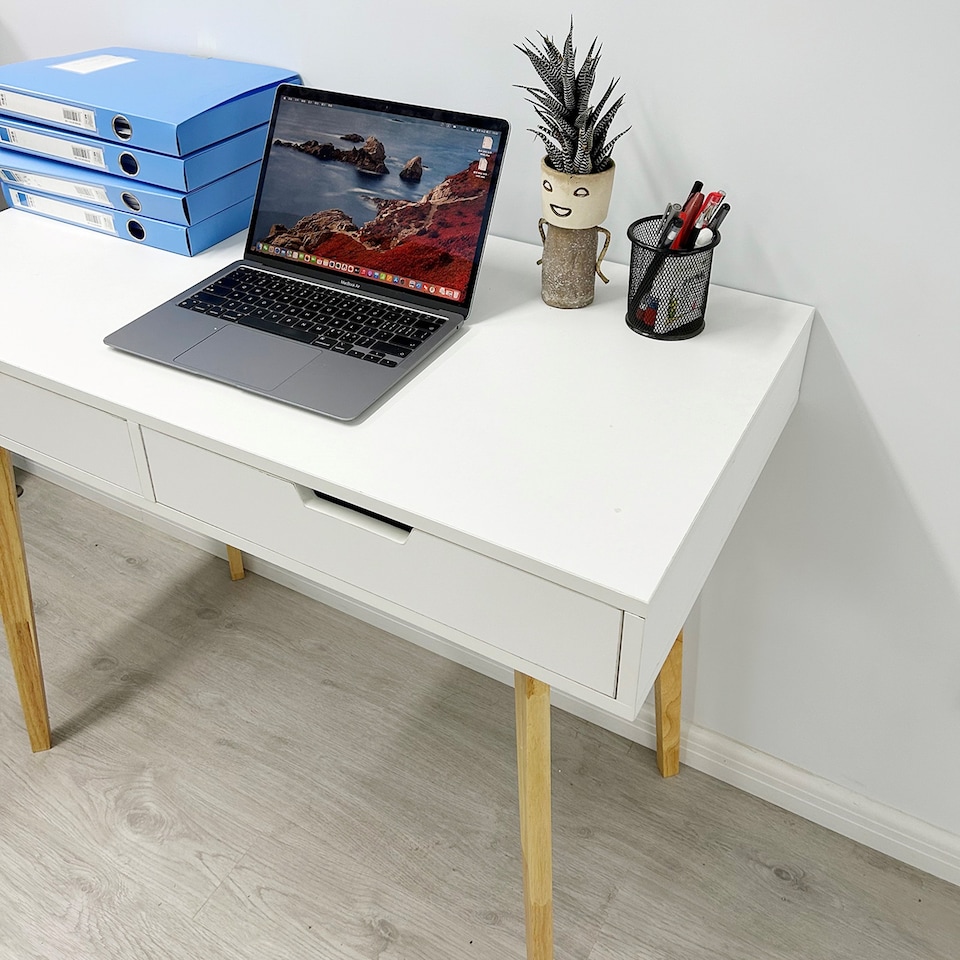 image 1 of Wooden Computer Desk Dressing Table With Drawers White