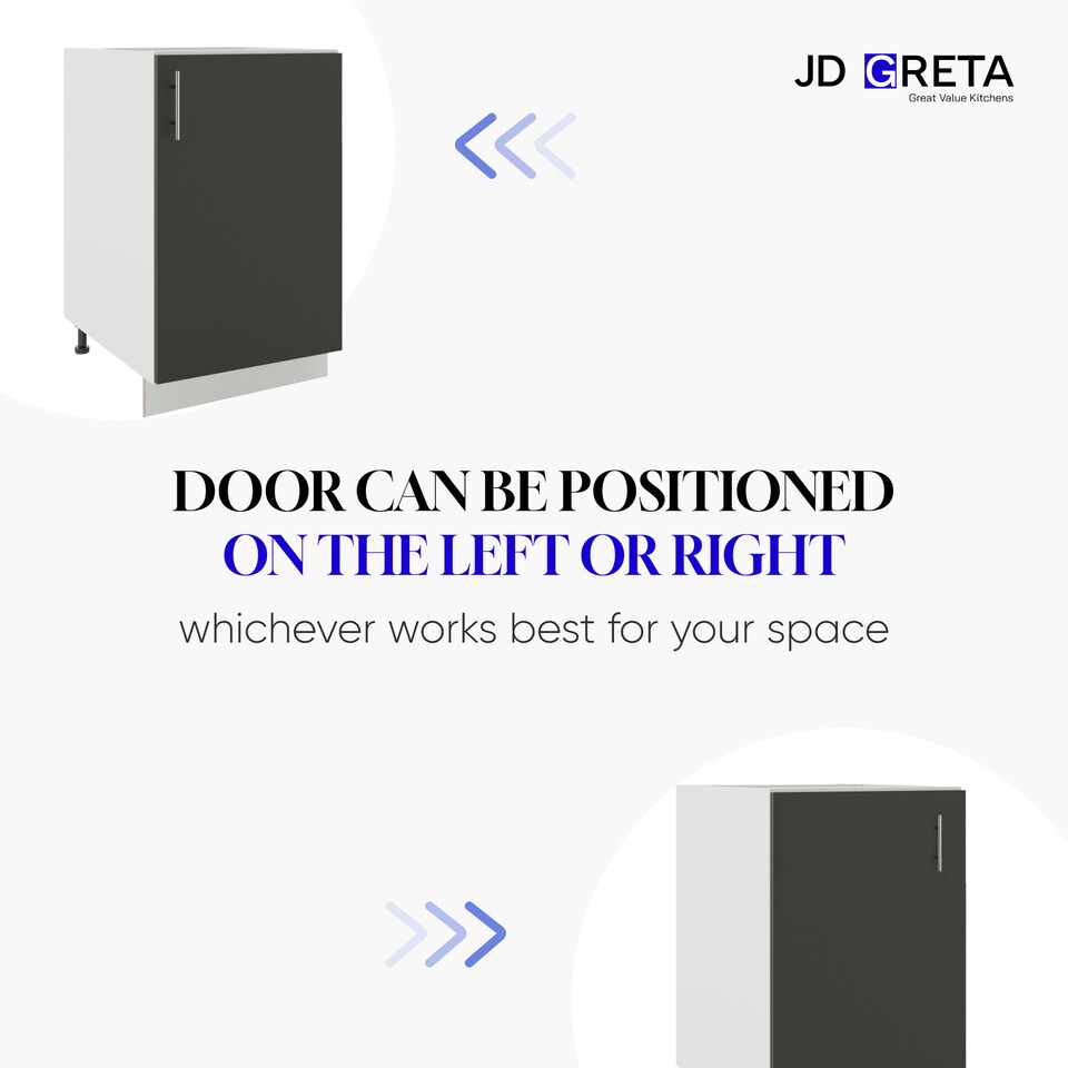 image 1 of JD Greta Adjustable Legs Kitchen Base Unit 300mm Storage Cabinet With Door Shelf 30cm - White Gloss With Worktop
