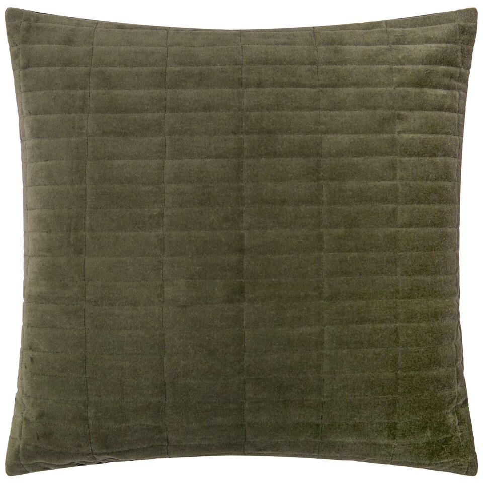 image 1 of Yard Dales Quilted 100% Cotton Velvet Cushion, Lichen