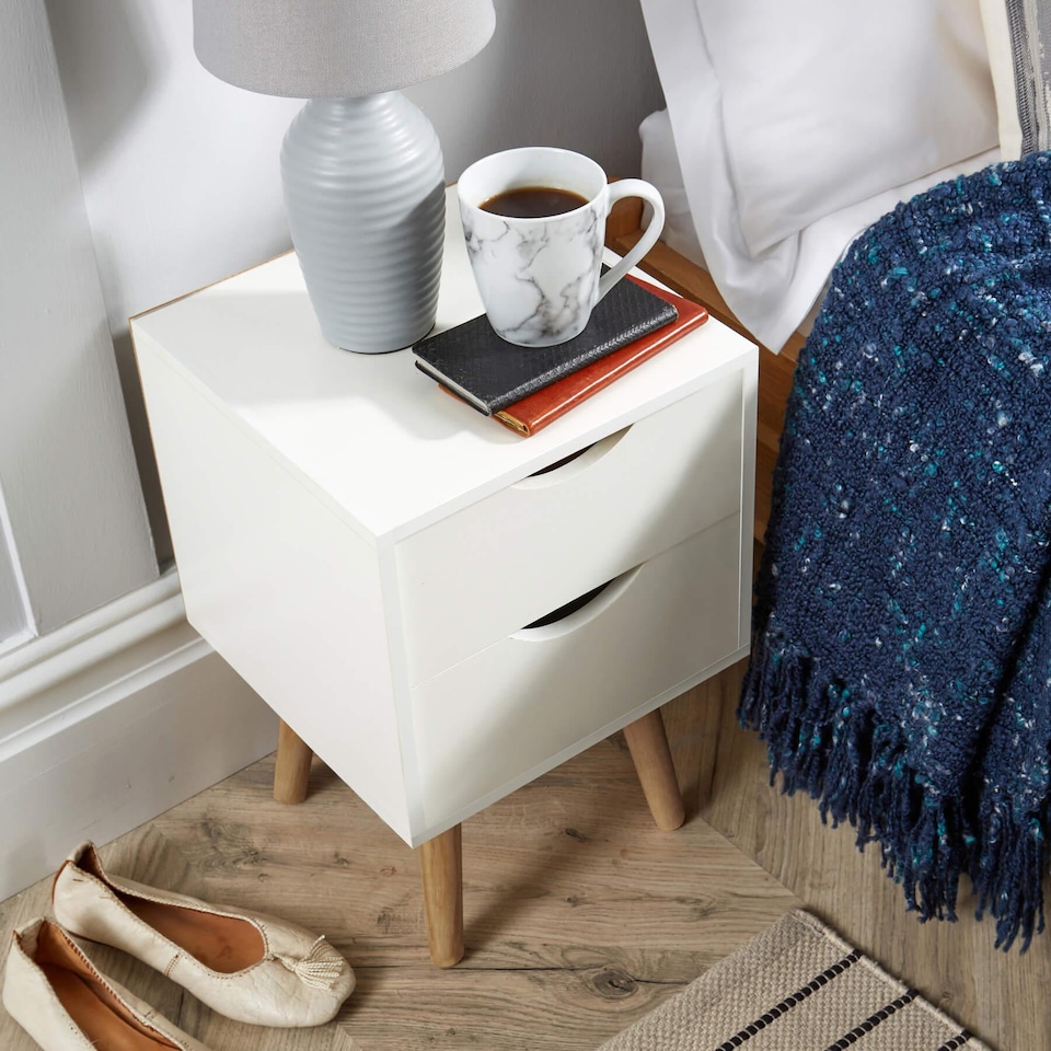 image 1 of Bedside Table Nightstand Compact Design 2 Drawers