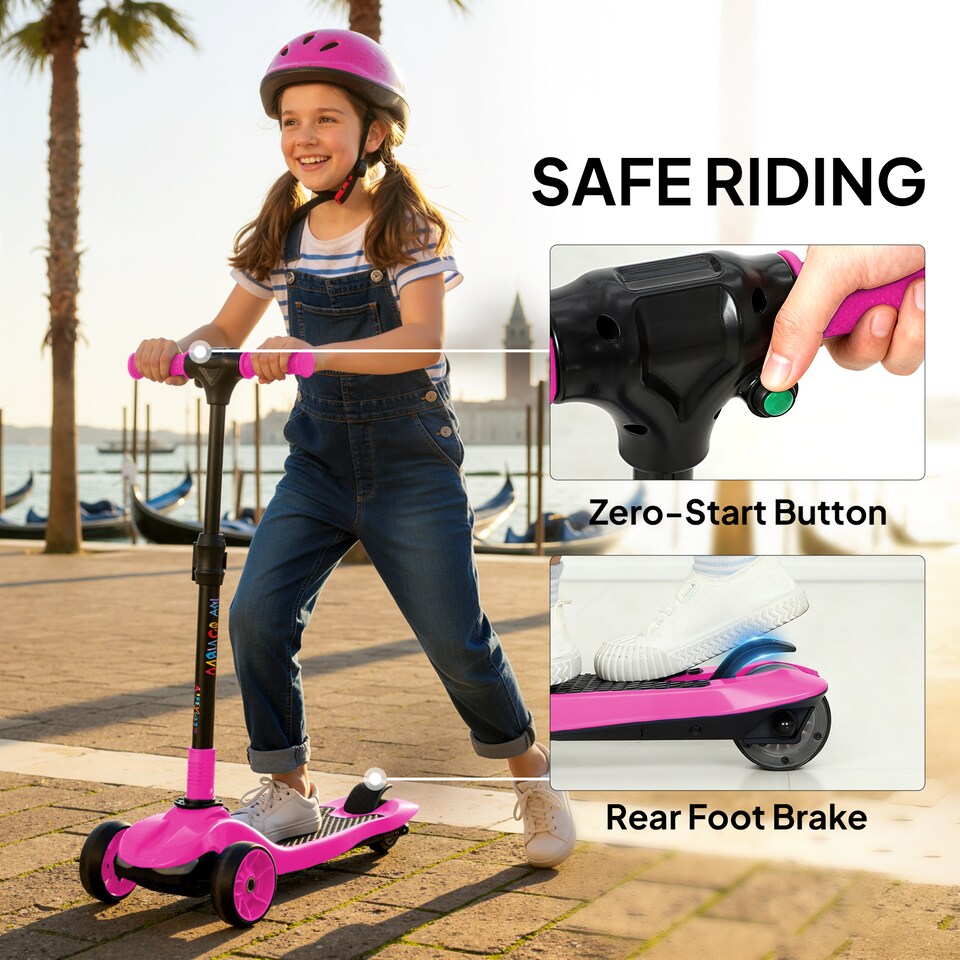 image 1 of AIYAPLAY Electric Scooter for Age 6-10, 3 Wheel Foldable Kids Scooter | Pink