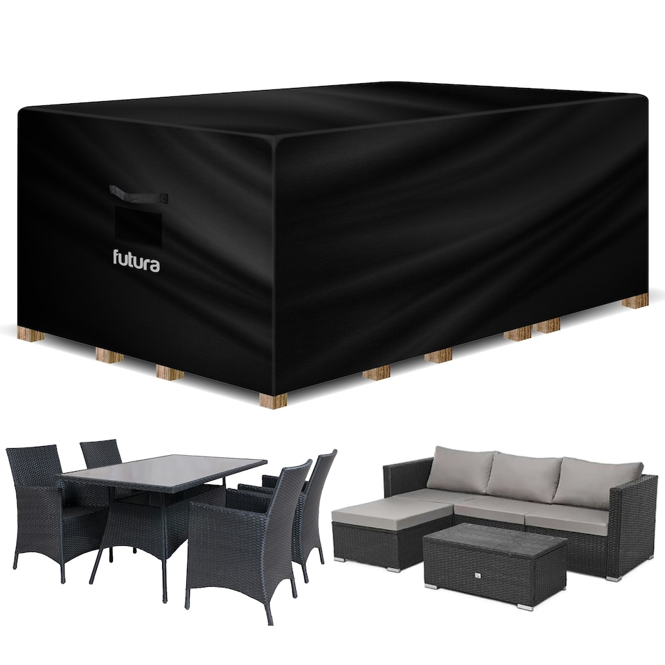 image 1 of Futura Rectangular 180x120x74cm Waterproof Garden Furniture Cover 420D | Black | Black | 180x120x74cm | 1