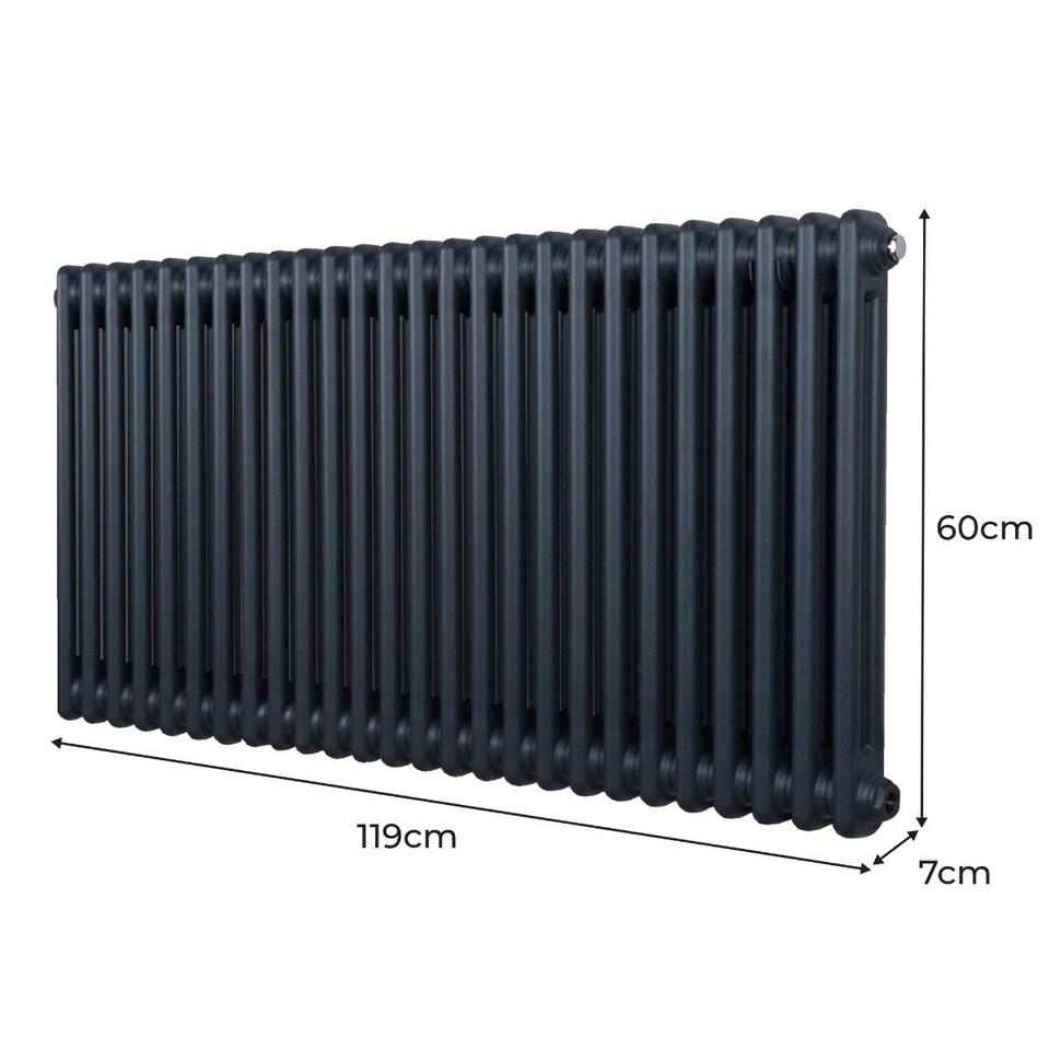 image 1 of Traditional 2 Column Radiator 600 x 1192mm Anthracite Grey