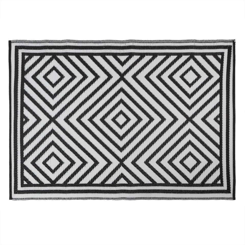 image 1 of JVL Lightweight Reversible Outdoor Rug – Tile Pattern, Plastic Woven, 150 x 210 cm