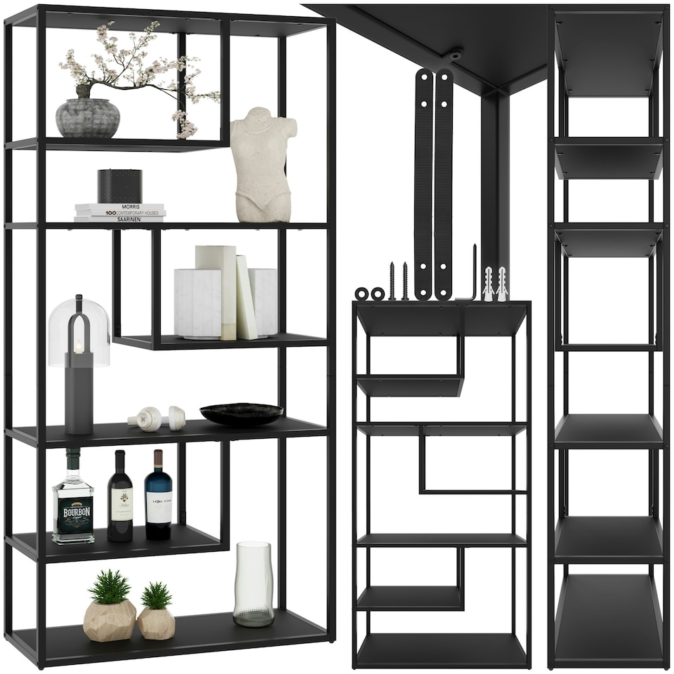 image 1 of Shelving Unit Venda - with 6 compartments Black