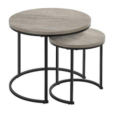 Set Of 2 Round Nesting Tables Grey Grey