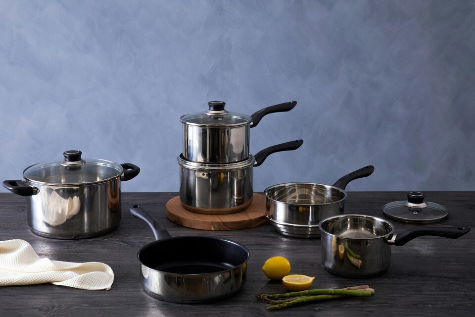 image 1 of Interiors by Premier 6 Pc Stainless Steel Cookware Set, Kitchen Pots and Pans Set With Bakelite Handles, Best Cookware Set | Silver