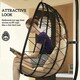 image 5 of Outsunny Garden Egg Chair Outdoor Hanging Swing Chair, Folding Basket, Grey 