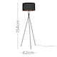 image 2 of ValueLights Camden Black Tripod Floor Lamp Black & Gold Shade Black