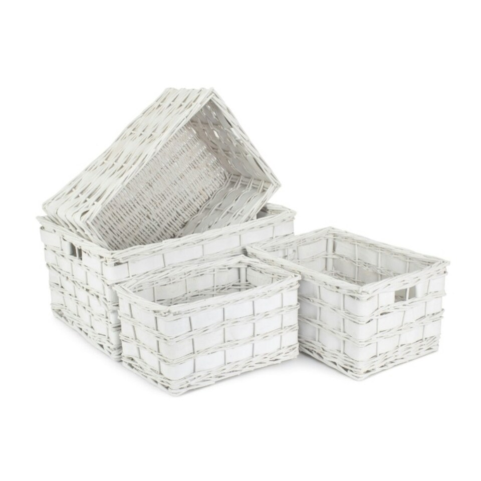 image 1 of Unlined White Scandi Storage Basket White | White | S
