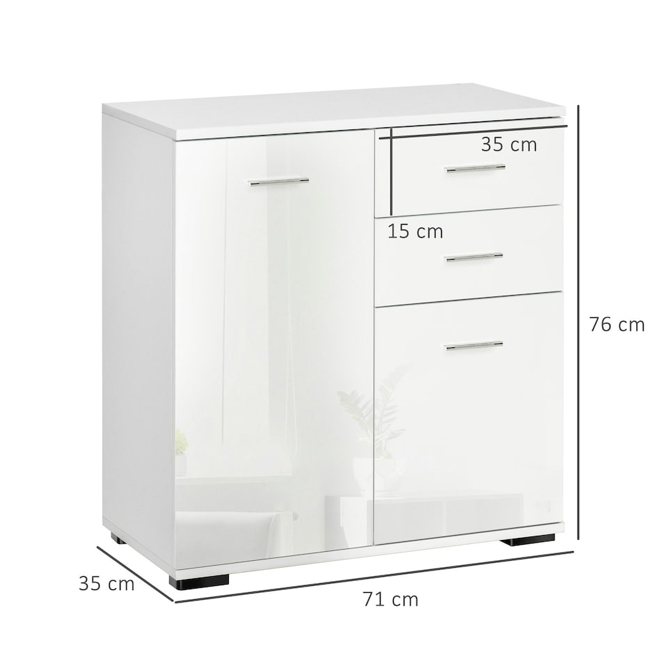 image 1 of HOMCOM Cabinet Sideboard Cupboard Buffet Solo High Gloss Front Face