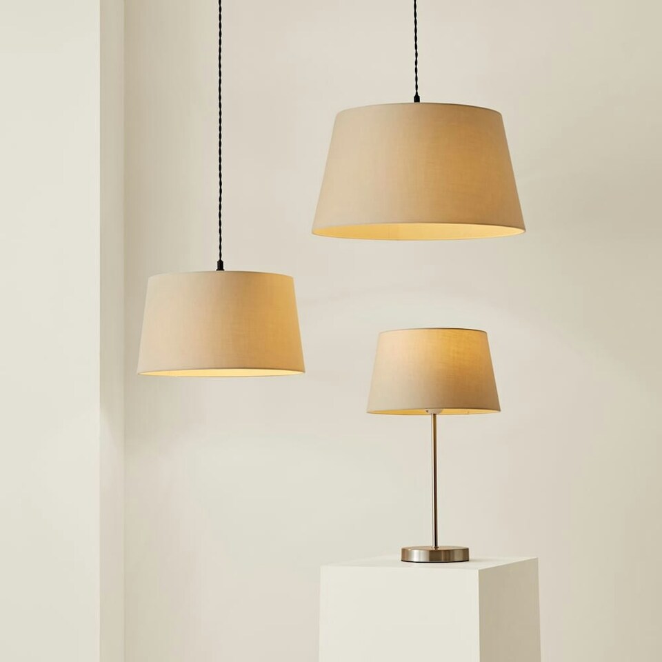 image 1 of ValueLights Aspen Small Natural Tapered Ceiling Lamp Shade Cream