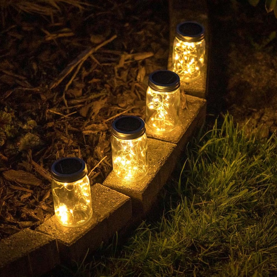 image 1 of ValueLights 2 Pack of Solar Powered Jars with Fairy Lights | Clear