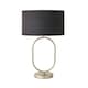 image 4 of ValueLights Antonia Black Fabric Drum Lamp Shade Brushed Chrome Oval Table Lamp Silver