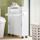 image 5 of SoBuy BZR31-W,Slim Bathroom Cabinet on Wheels with Sliding Doors | White | White | 1