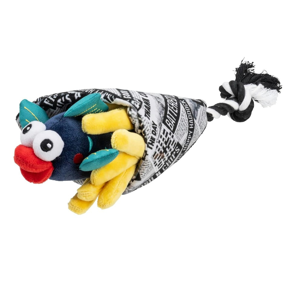House Of Paws Fish & Chips Plush Dog Toy - Multicoloured - One Size