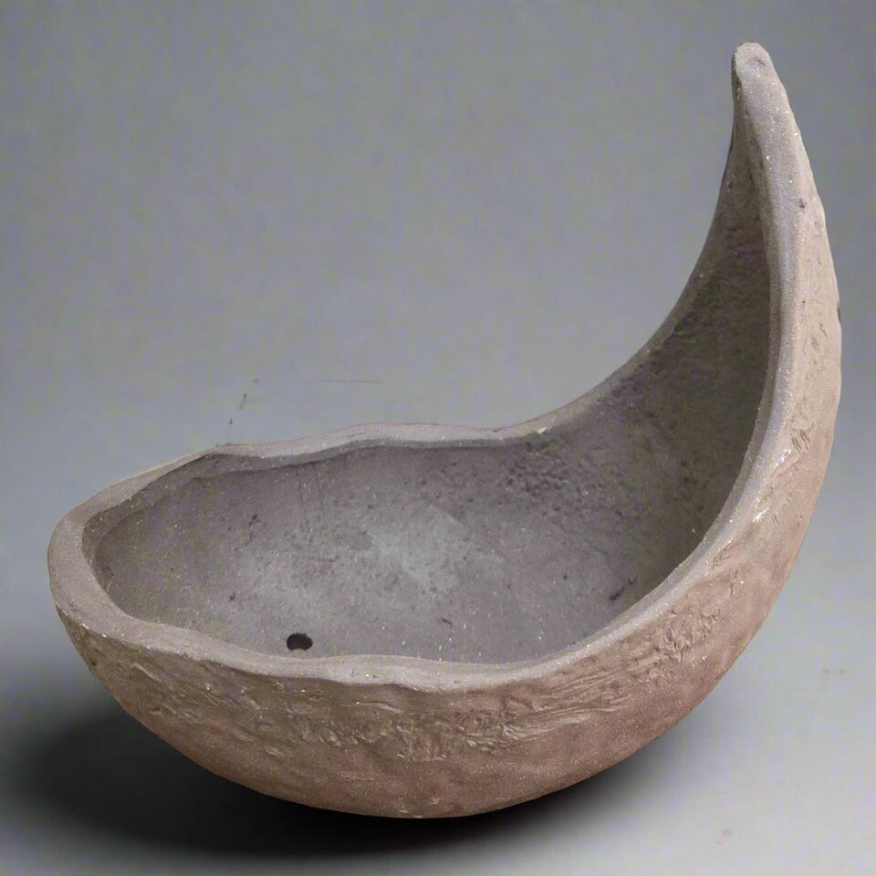 image 1 of Yorkshire Bonsai 15cm Unglazed Bonsai Pot Half-Moon 15cm x 12cm x 11cm Brown