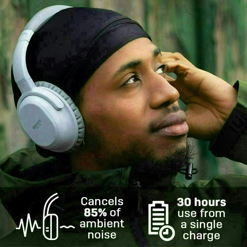 image 1 of BNX-60 Wireless Active Noise Cancelling Headphones with aptX, Cool Grey Grey