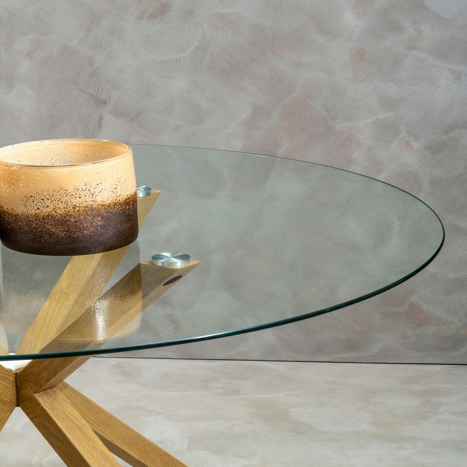 image 1 of Salford Dining Table With Ash Wood Effect Metal Legs Clear