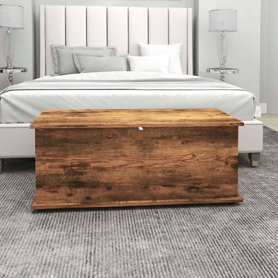 image 1 of HOMCOM Storage Chest With Lid, 113L Storage Box Brown
