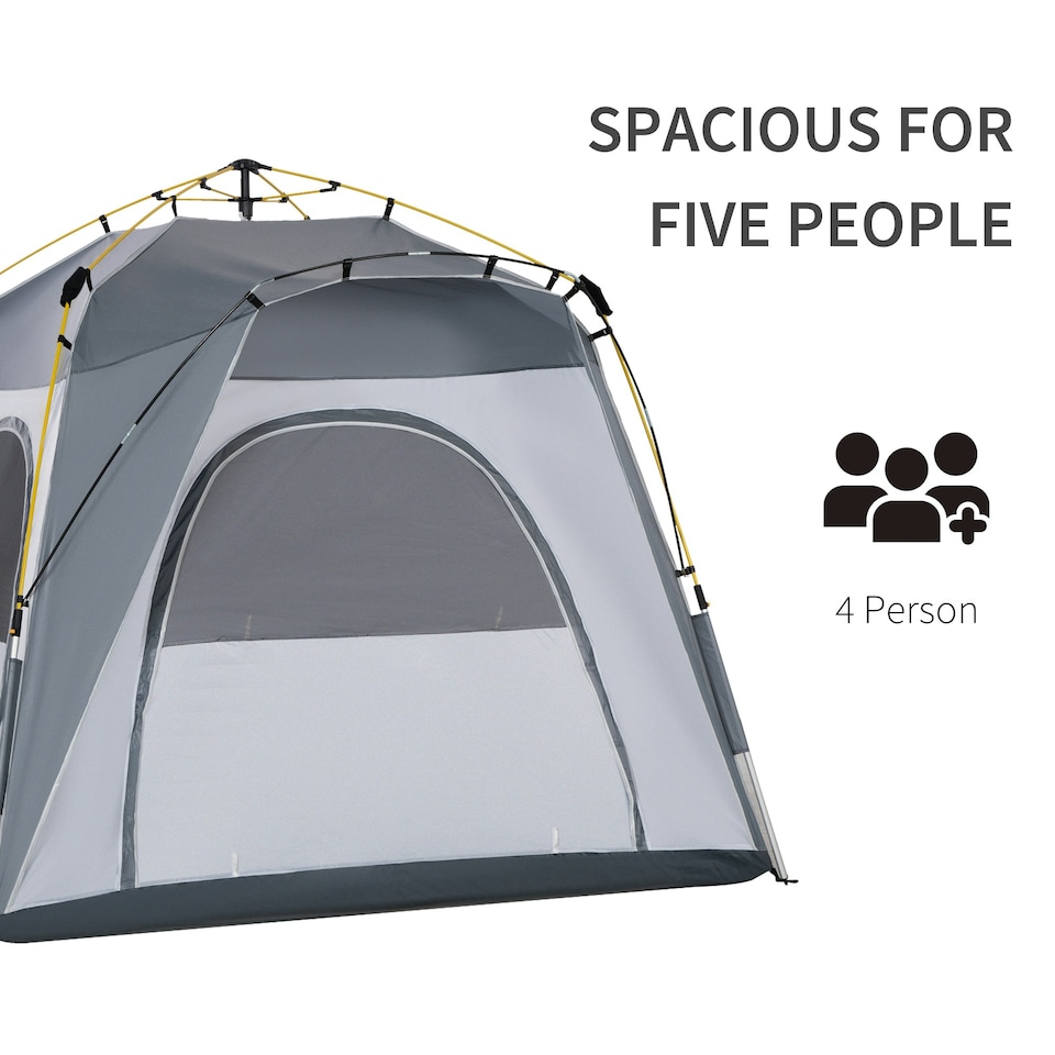 image 1 of Outsunny 4 Man Pop Up Tent Camping Backpacking Dome Tent, Green
