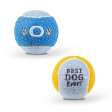 Pre-Personalised Dog Ball Gift Pack 2pcs Blue O