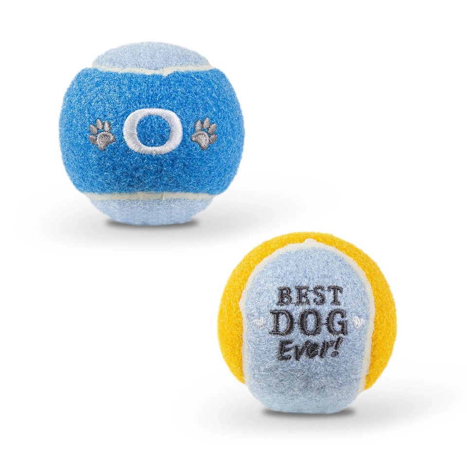 image 1 of Pre-Personalised Dog Ball Gift Pack 2pcs Blue O