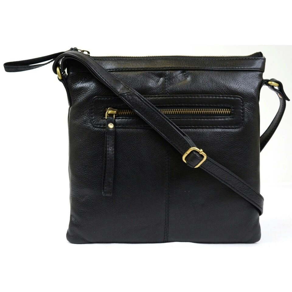 image 1 of Butter Soft Premium Leather Cross Body Bag, Adjustable Shoulder Strap Brown | Tan