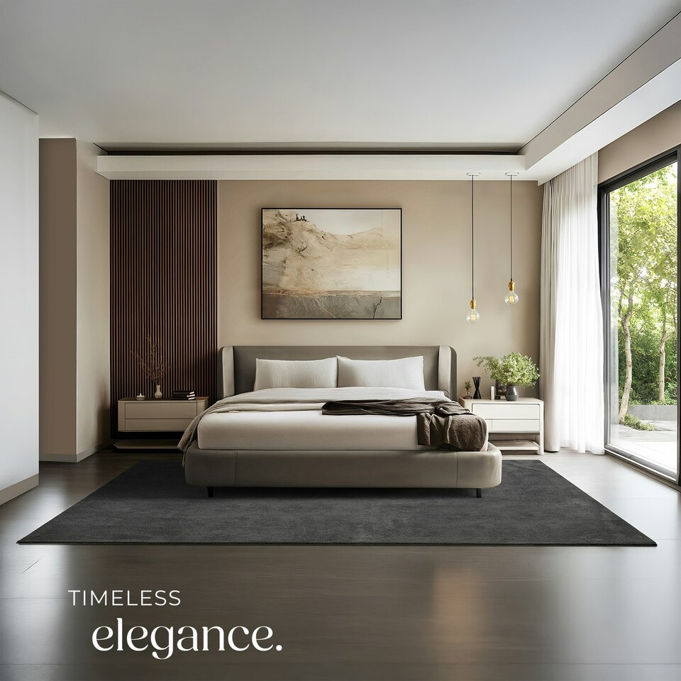 image 1 of Rug Zonelle - short pile and ultra-soft, rectangular or round Grey | Anthracite | 200 x 290 cm