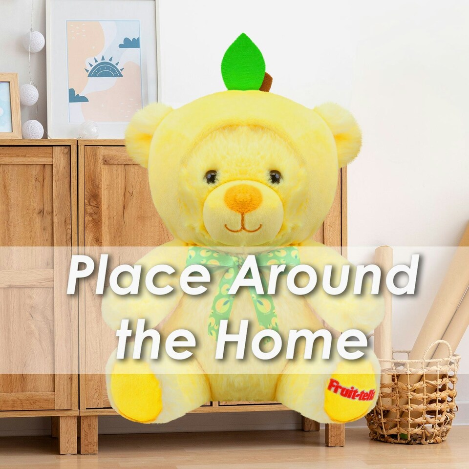 image 1 of Fruit-tella Lemon Bear Soft Toy Plush Cute Cuddly Fluffy Plushie 23cm Yellow