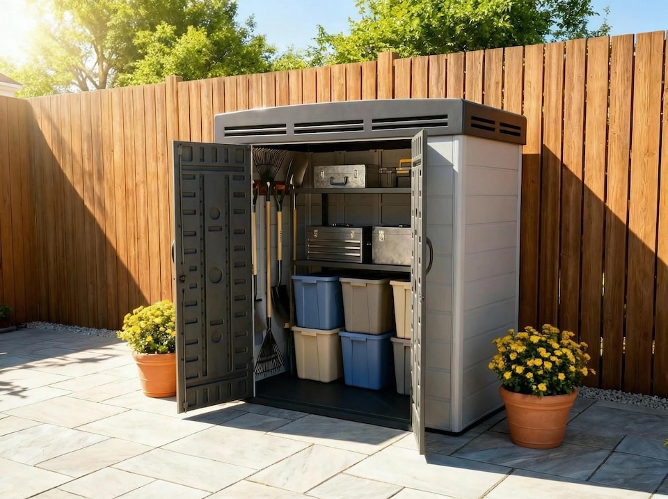 image 1 of 6x4ft plastic shed with window and aluminium structured support
