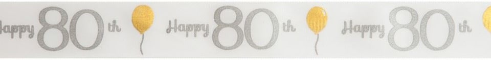 Minerva 80th Birthday 25mm Birthday Ribbon for Dressmaking - per metre