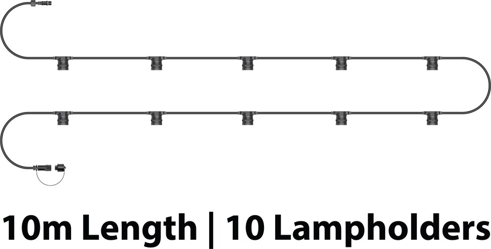 image 1 of E27 ES Screw Festoon Black Rubber IP65 10m 10 Lamp