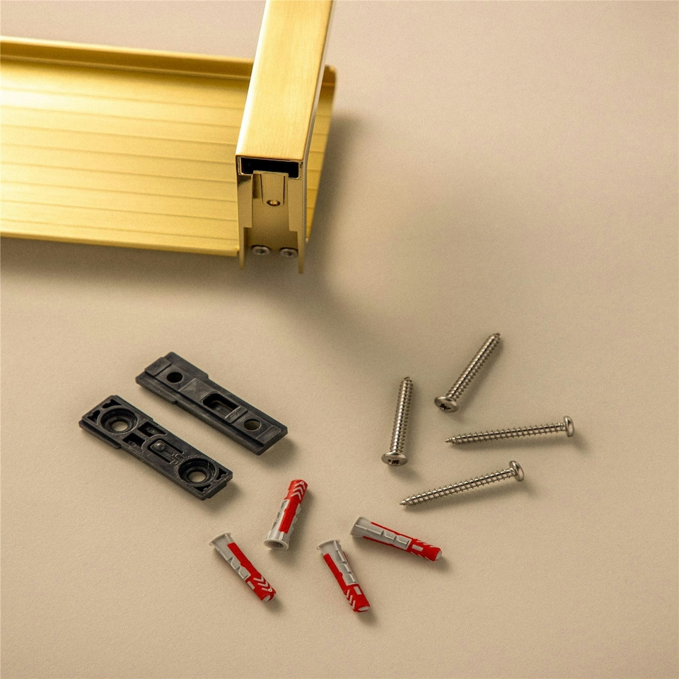 image 1 of Cosmic Glass Soap Dish with Screws and Durable Metal for Bathroom, Brushed Gold