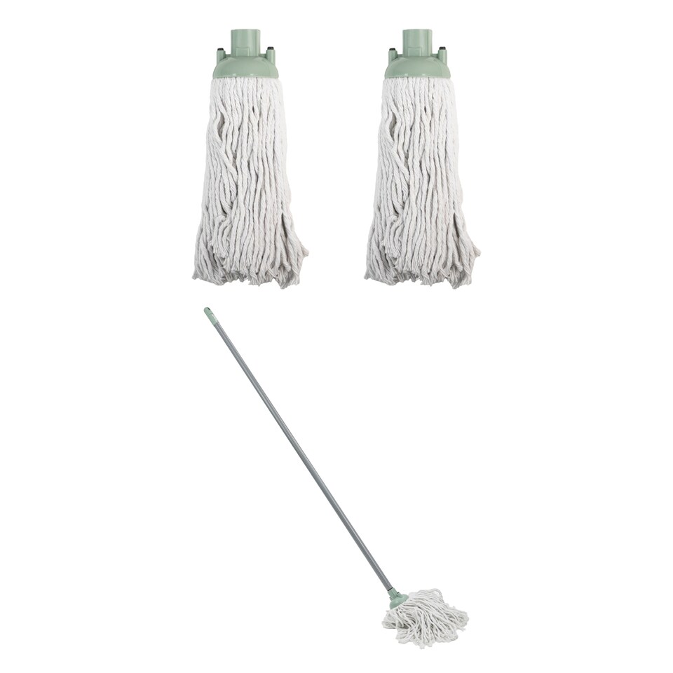 image 1 of JVL String Mop with 2 Replacement Heads, Green