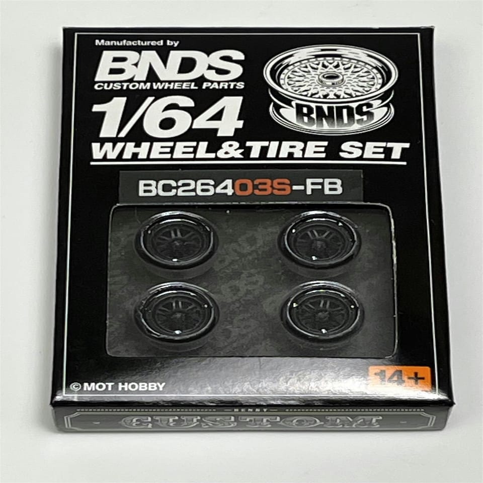 image 1 of BNDS Custom Wheel Parts Wheel and Tyre Set Flat Black 1:64 MOT Hobby BC26403SFB