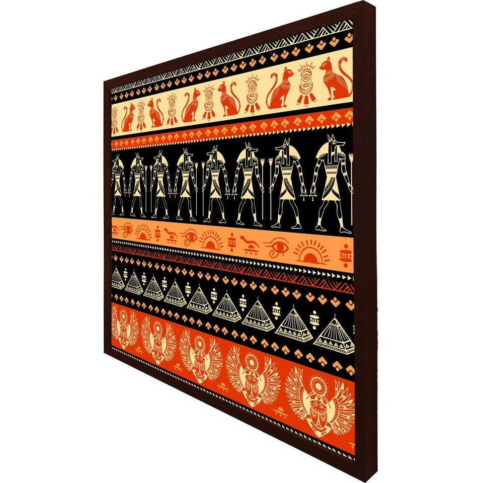 image 1 of Egyptian heiroglyphs in orange & black (Picture Frame) Black | M