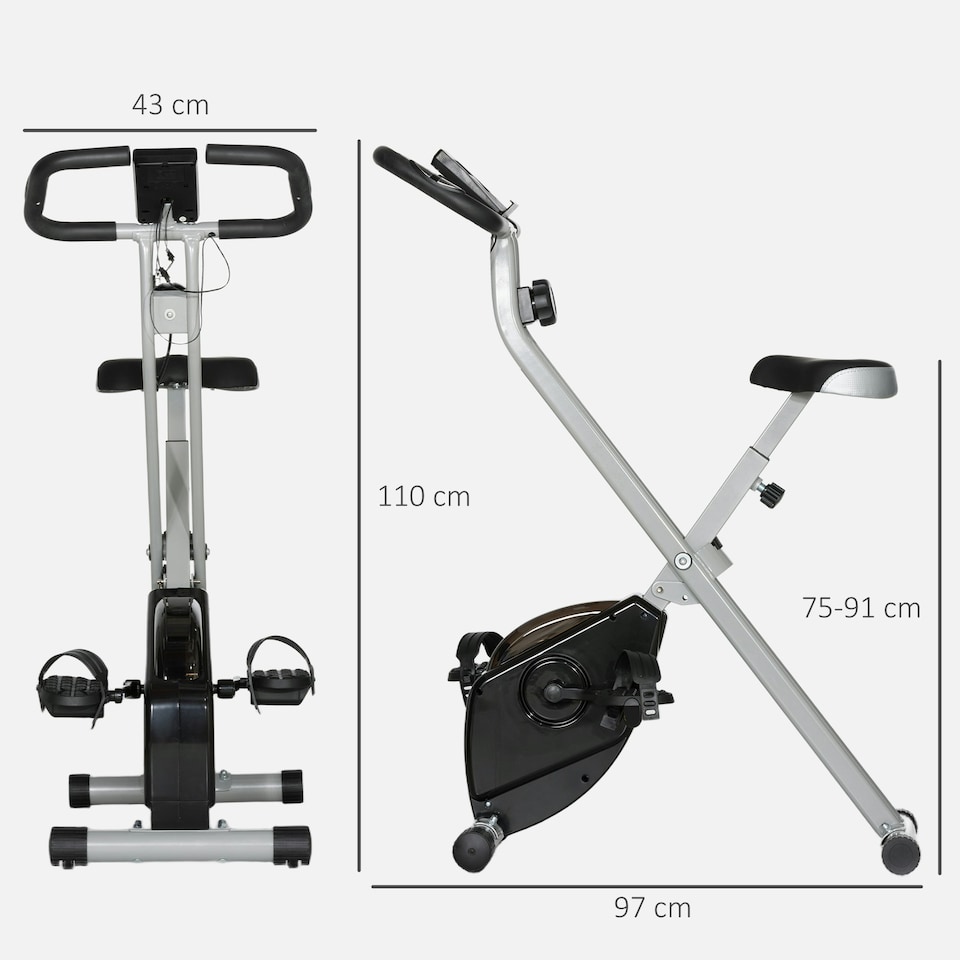 image 1 of SPORTNOW Folding Exercise Bike with Heart-Rate Sensor for Home Use, Black/Grey