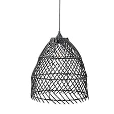 ValueLights Battery Operated Outdoor Black Rattan Hanging Pendant Garden Light | Black