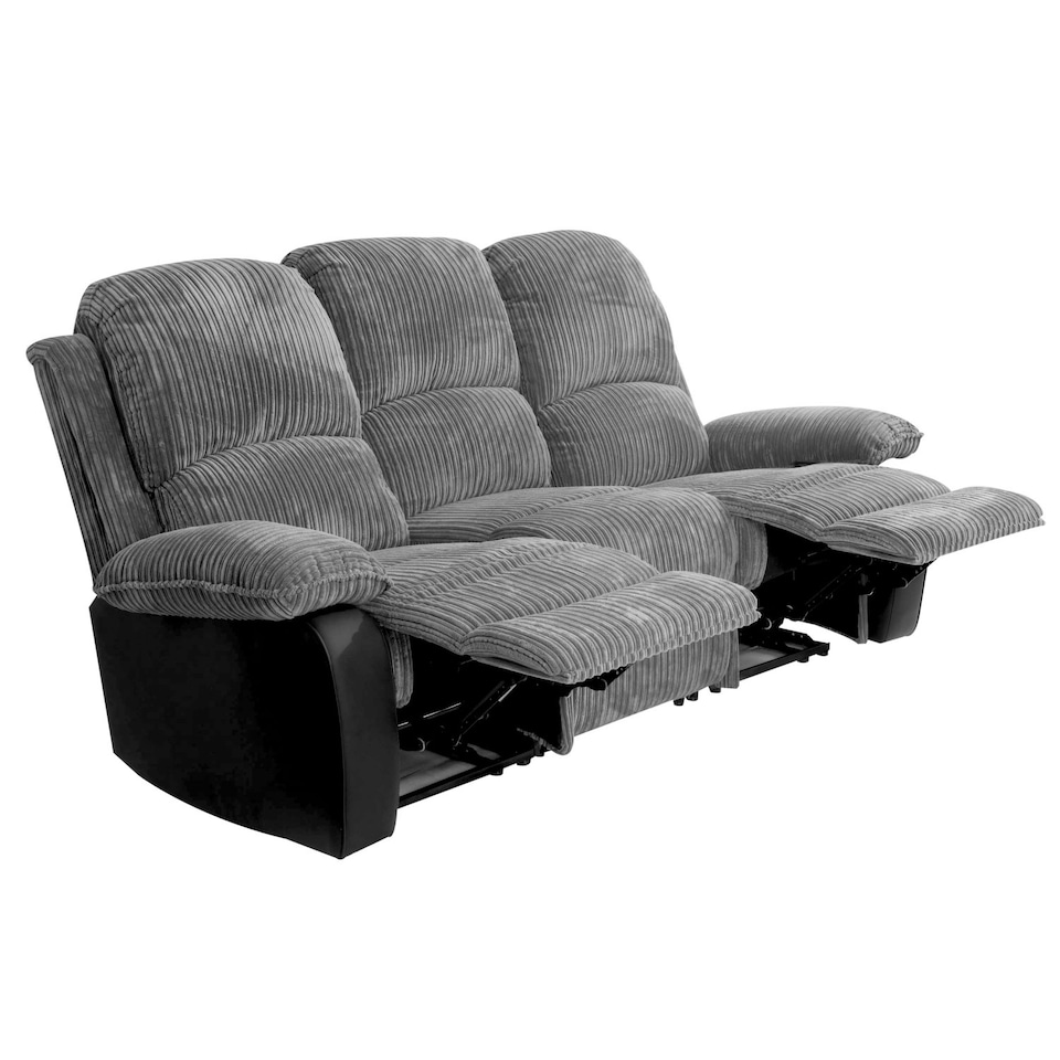 image 1 of Grey Jumbo Cord Reclining Sofa Suite With Armchair, 2-Seater Sofa And 3-Seater Sofa