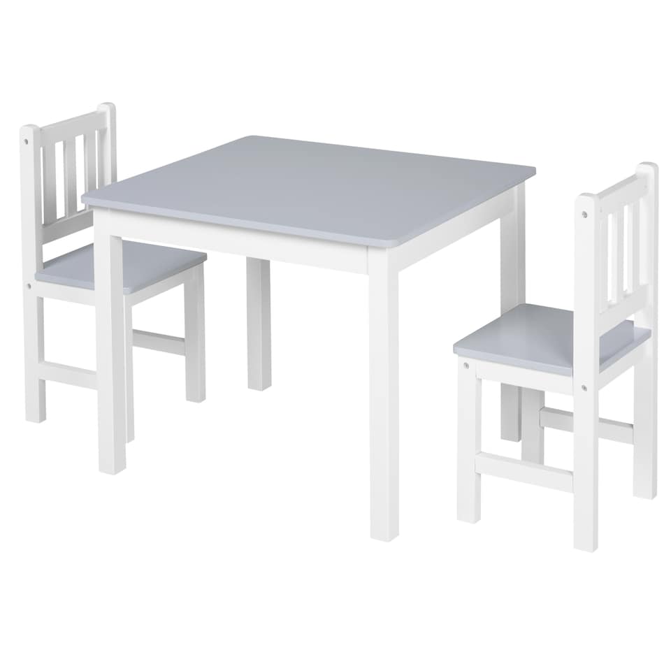 image 1 of HOMCOM Kids Table and 2 Chairs Set 3 Pieces Toddler Multi-usage Desk Indoor | Grey