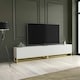 image 5 of Modular TV Unit 200cm White Matt with Fluted Fronts and Gold Base White