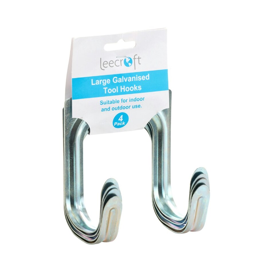 Leecroft Galvanised Tool Hooks Large 4pk - One Colour - One Size