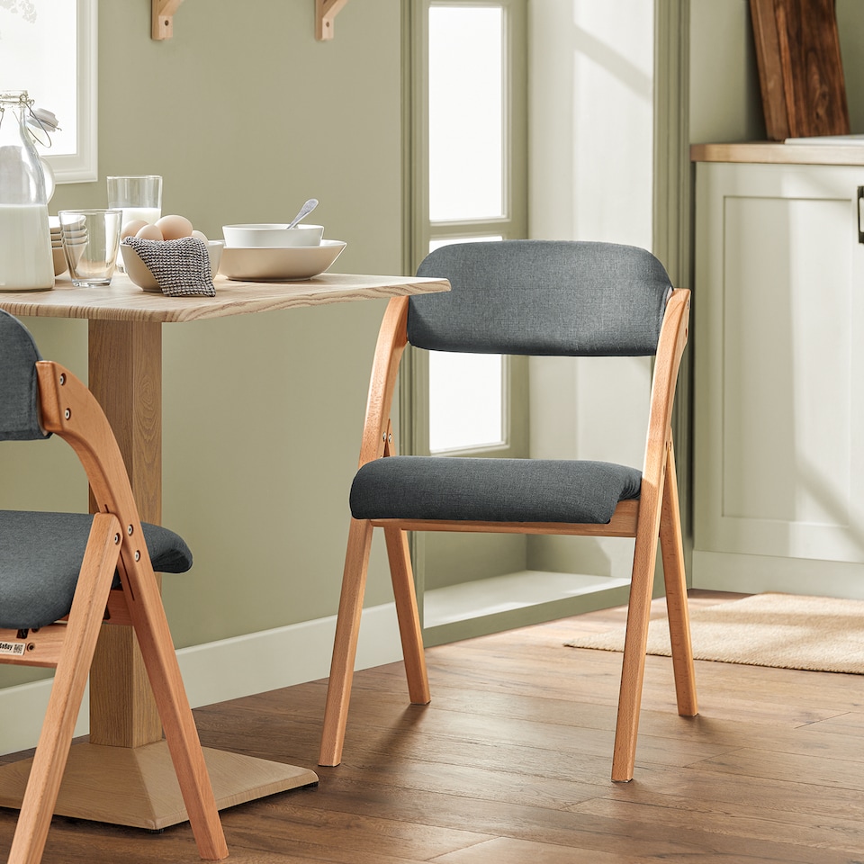image 1 of SoBuy Folding Chair Wooden Padded Kitchen & Office Chair with Ergonomic Backrest, Dark Gray, 18.7 x 23.2 x 30.3 in, 6.6 kg - FST92-SG